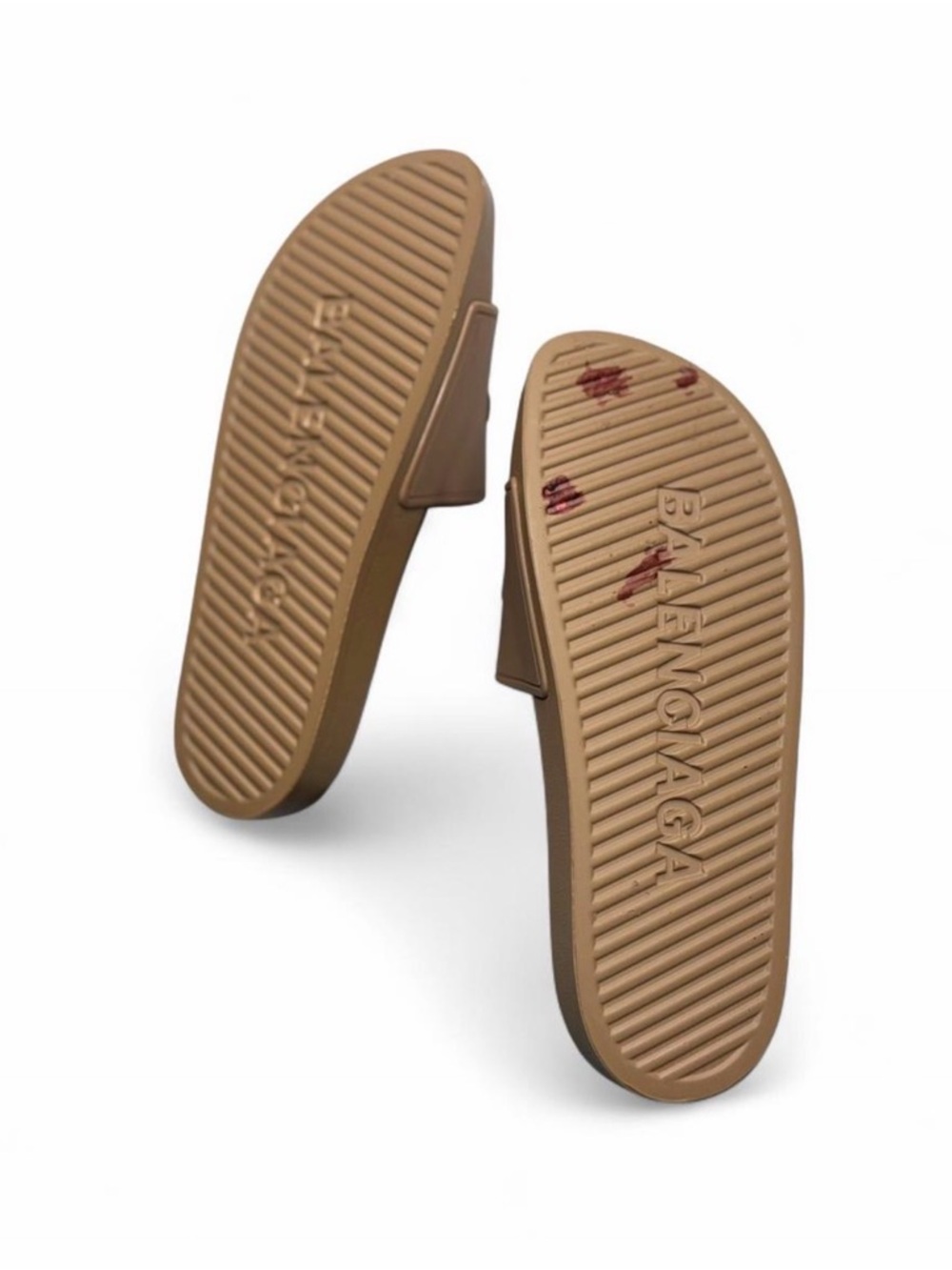 Balenciaga Women’s Tan Slide Sandals with Black Logo Strap - Picture 4 of 4